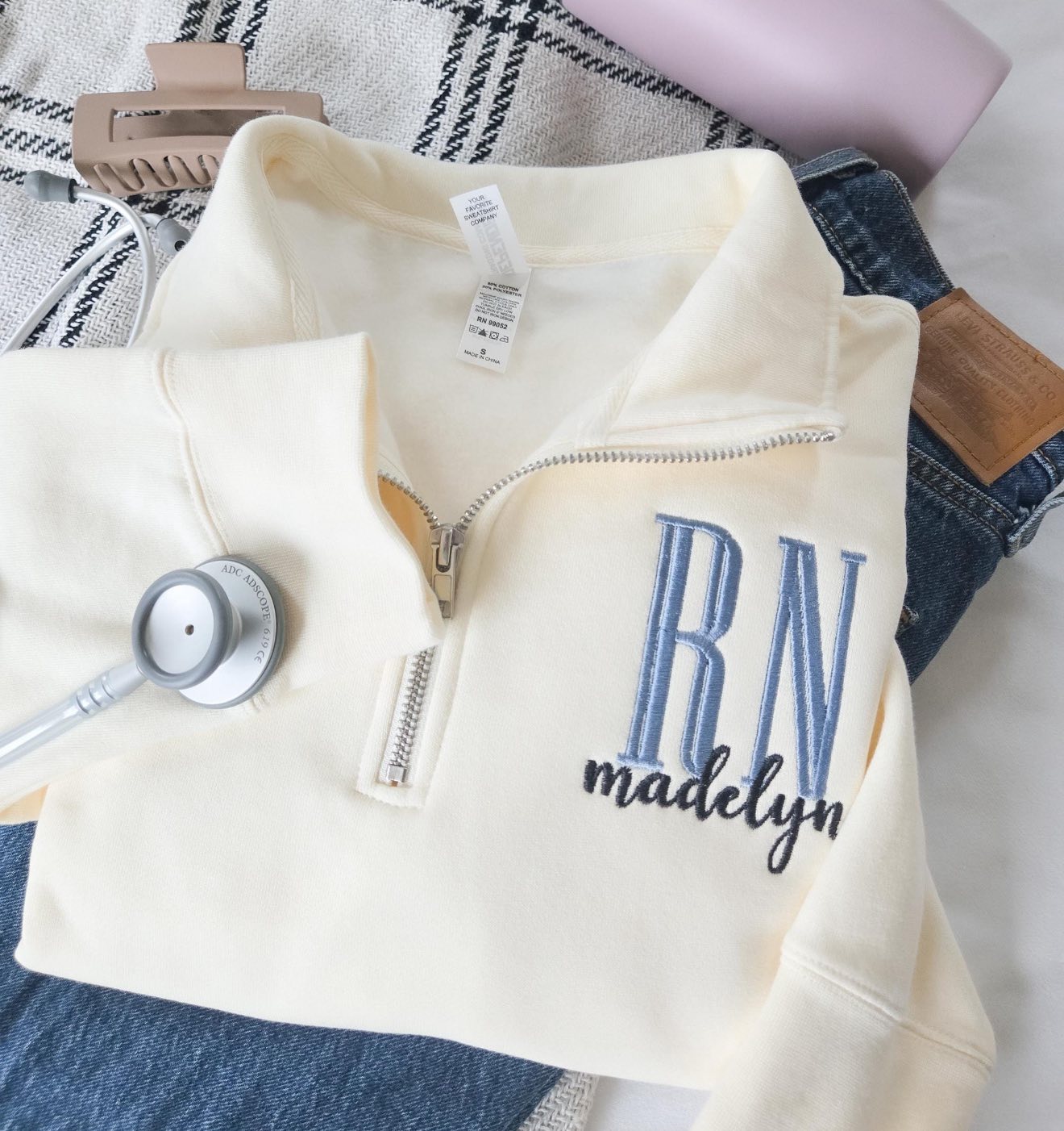 Personalized Quarter zip crew sweatshirts